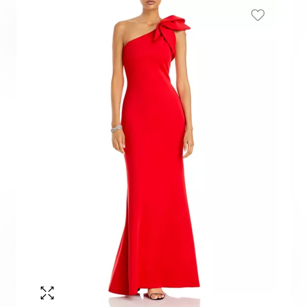 Aqua Bloomingdale’s Red scuba One-Shoulder formal
Dress wedding guest gown